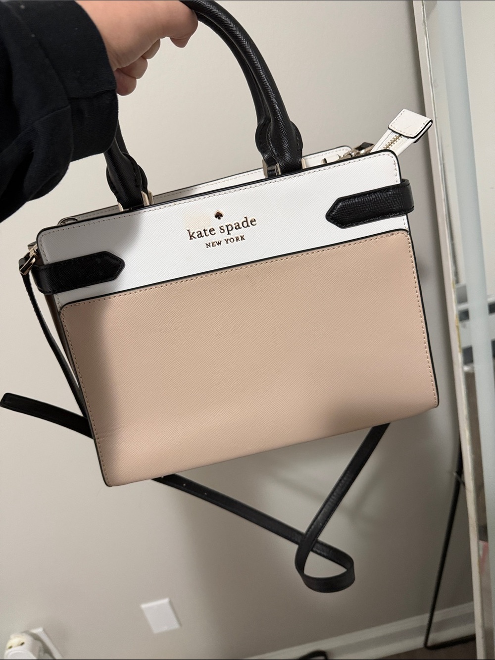 kate spade Two-Tone Black, White & Blush Crossbody Satchel